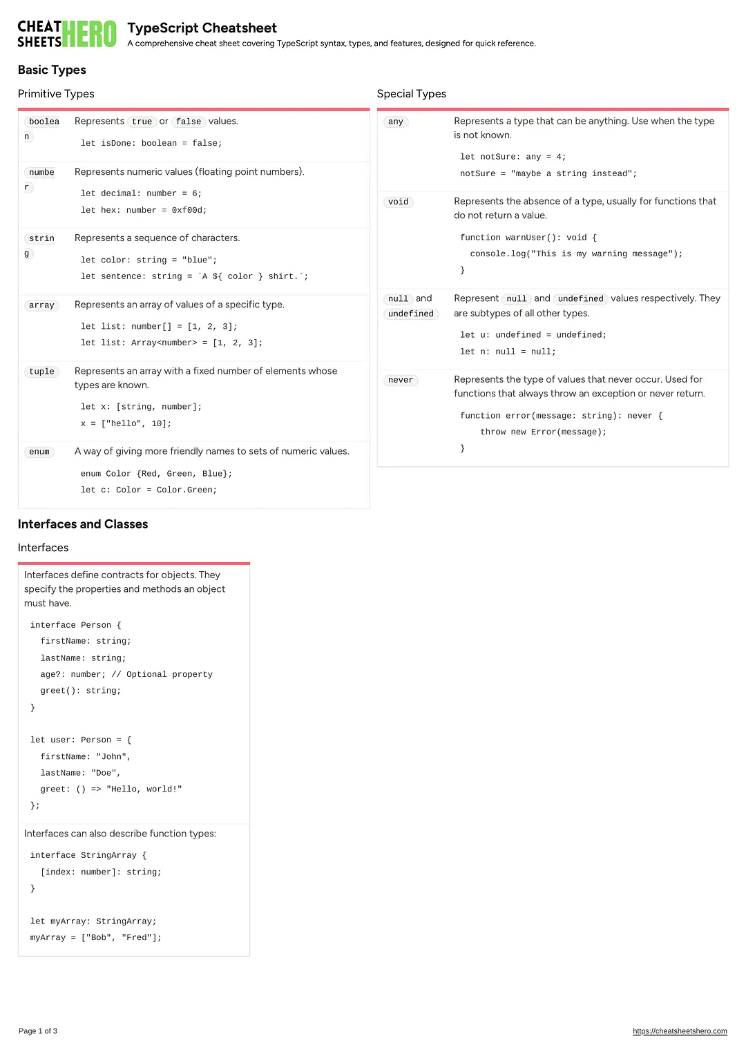 TypeScript Cheatsheet