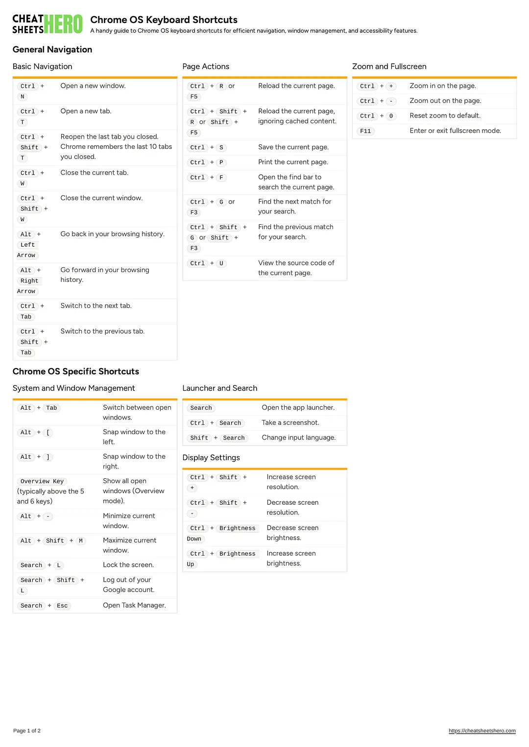 Chrome OS Keyboard Shortcuts