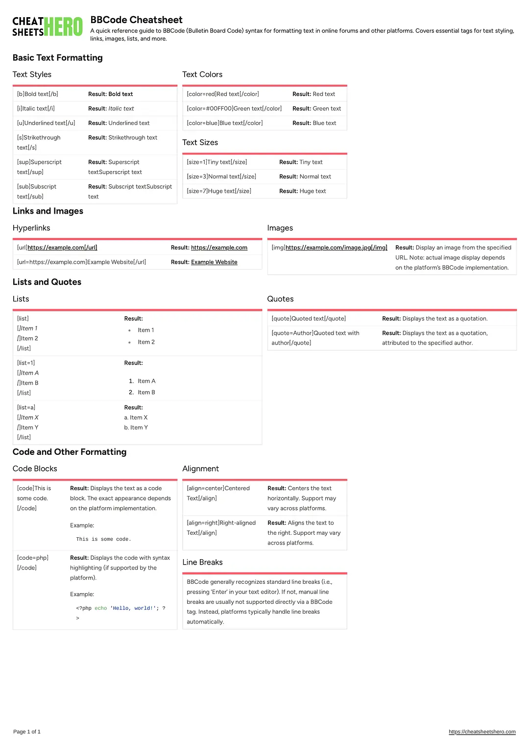 BBCode Cheatsheet