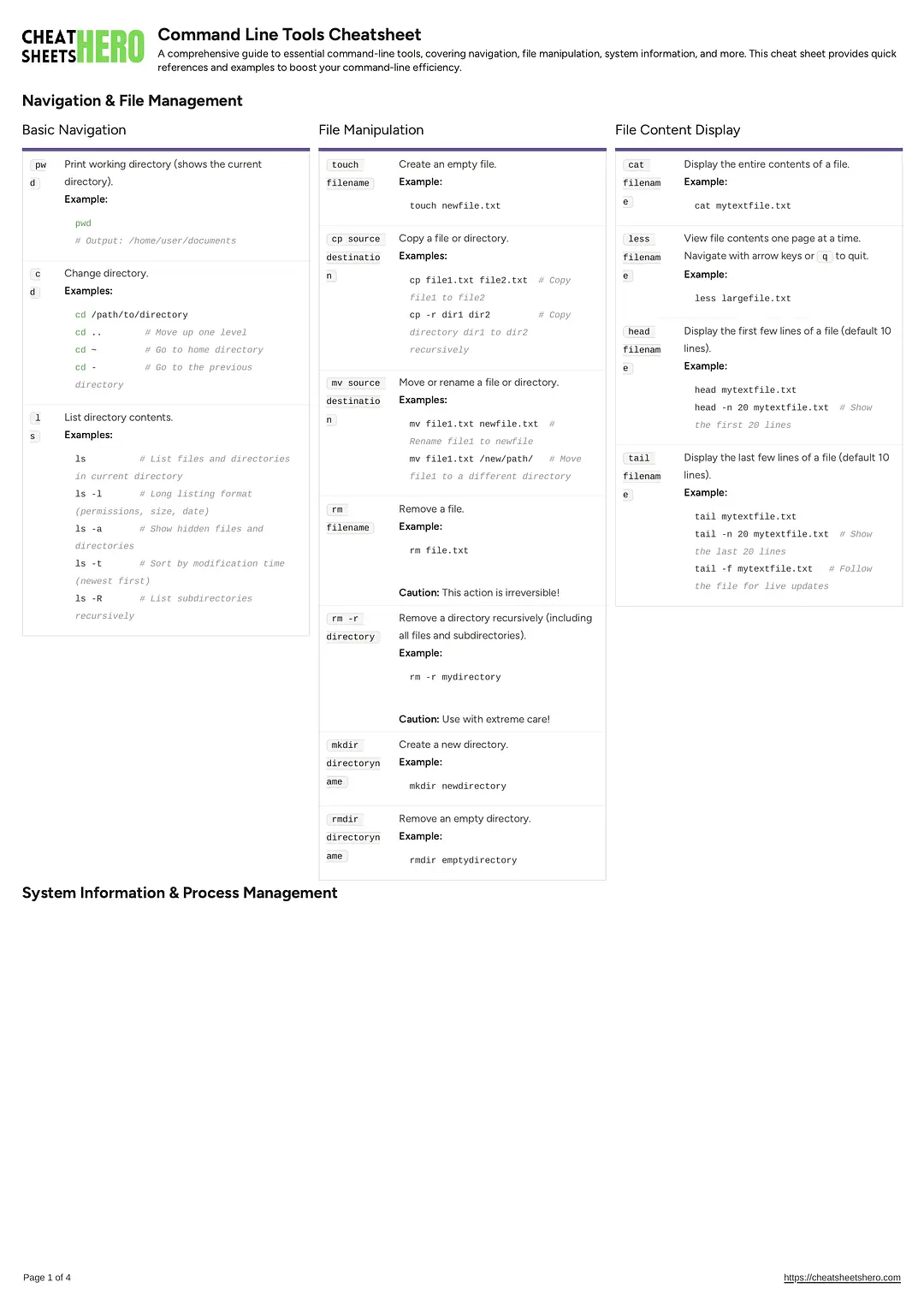 Command Line Tools Cheatsheet