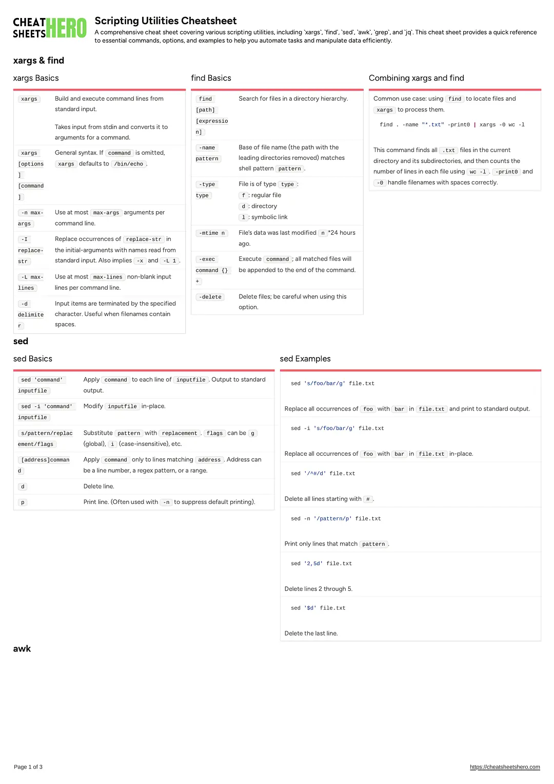 Scripting Utilities Cheatsheet