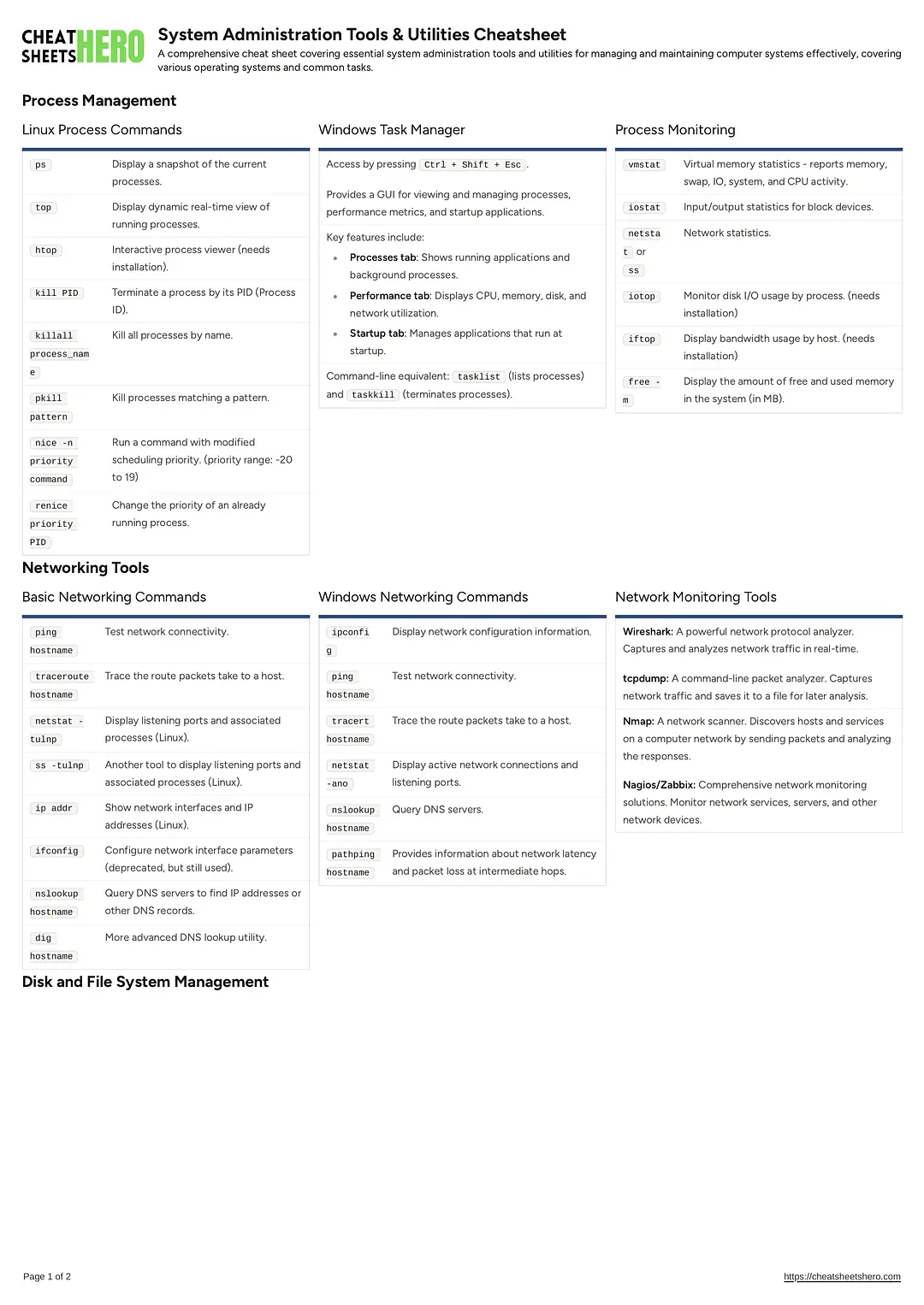 System Administration Tools & Utilities Cheatsheet