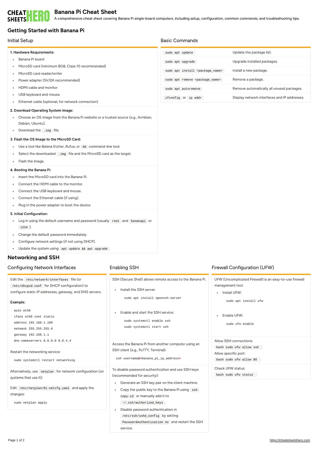 Banana Pi Cheat Sheet