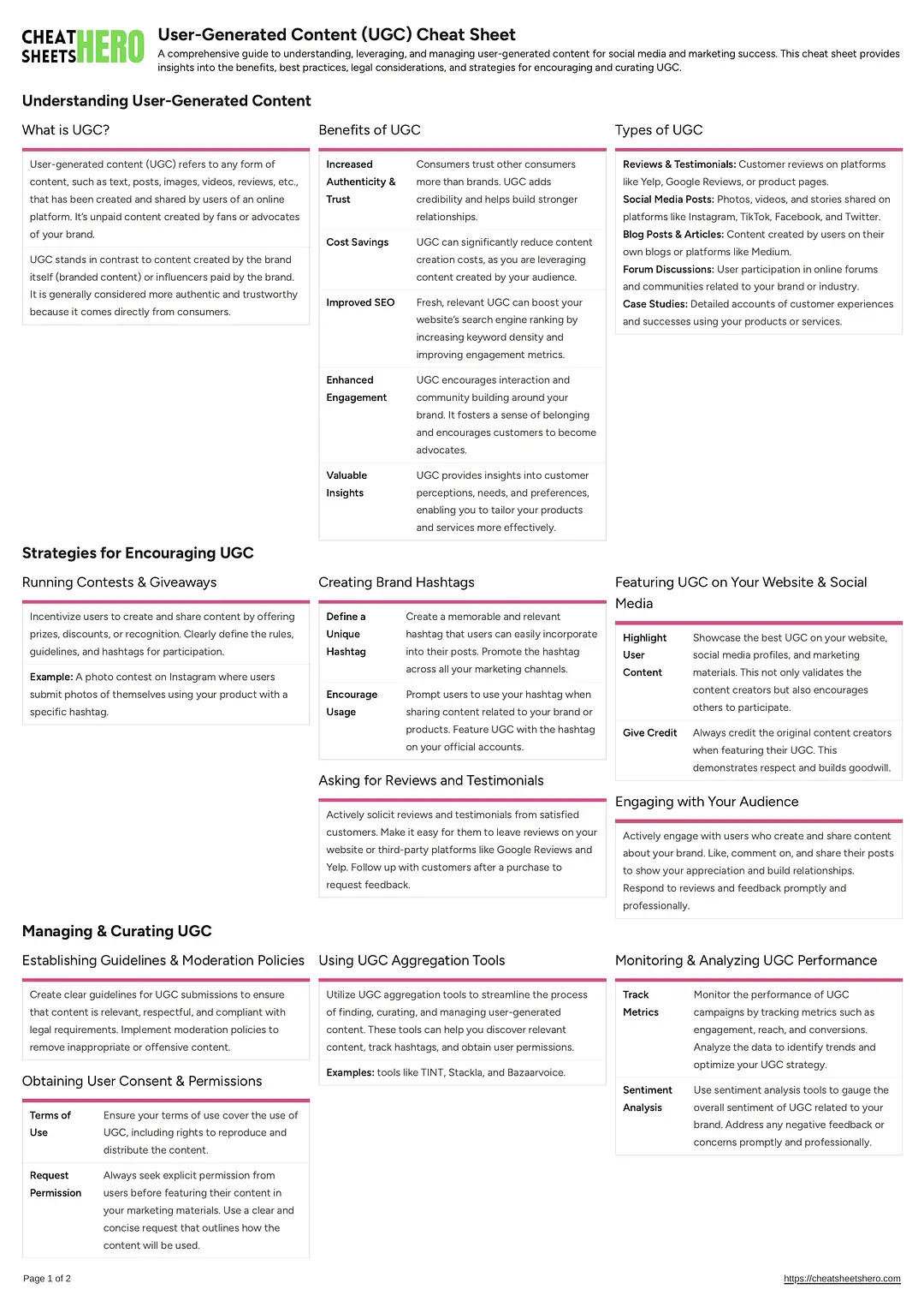 User-Generated Content (UGC) Cheat Sheet