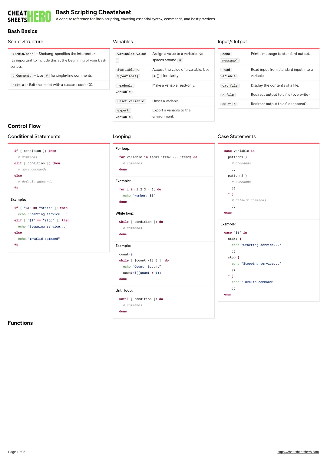 Bash Scripting Cheatsheet