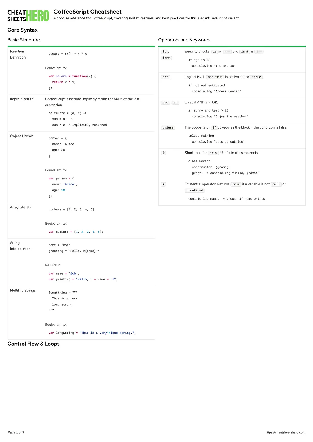 CoffeeScript Cheatsheet