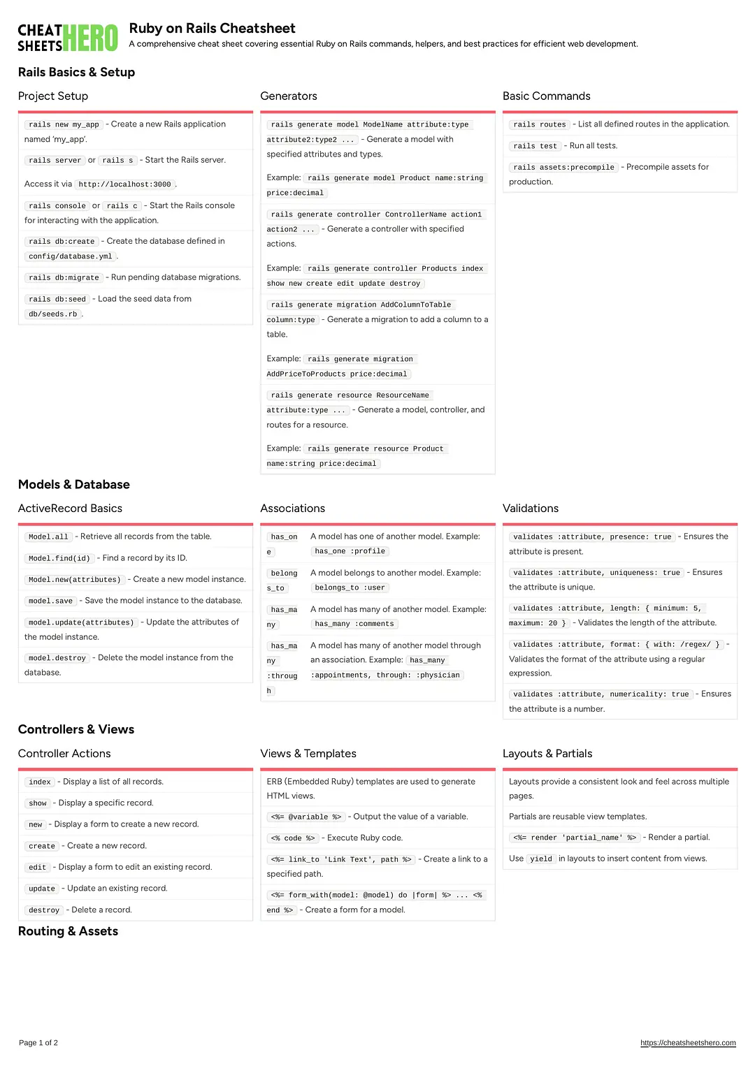 Ruby on Rails Cheatsheet