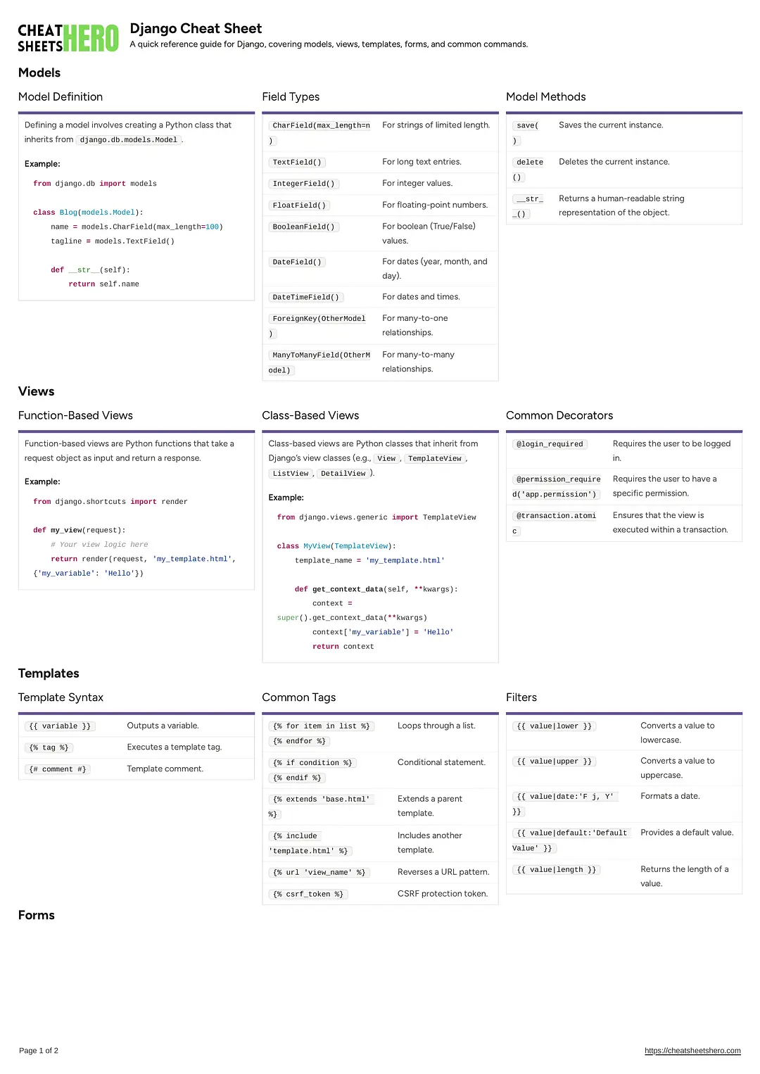 Django Cheat Sheet