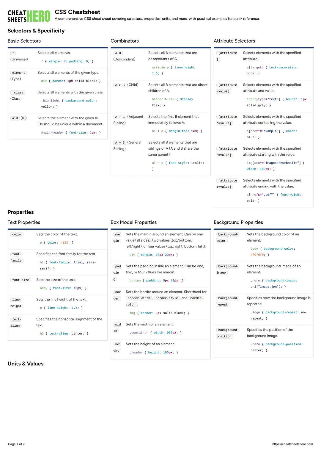 CSS Cheatsheet