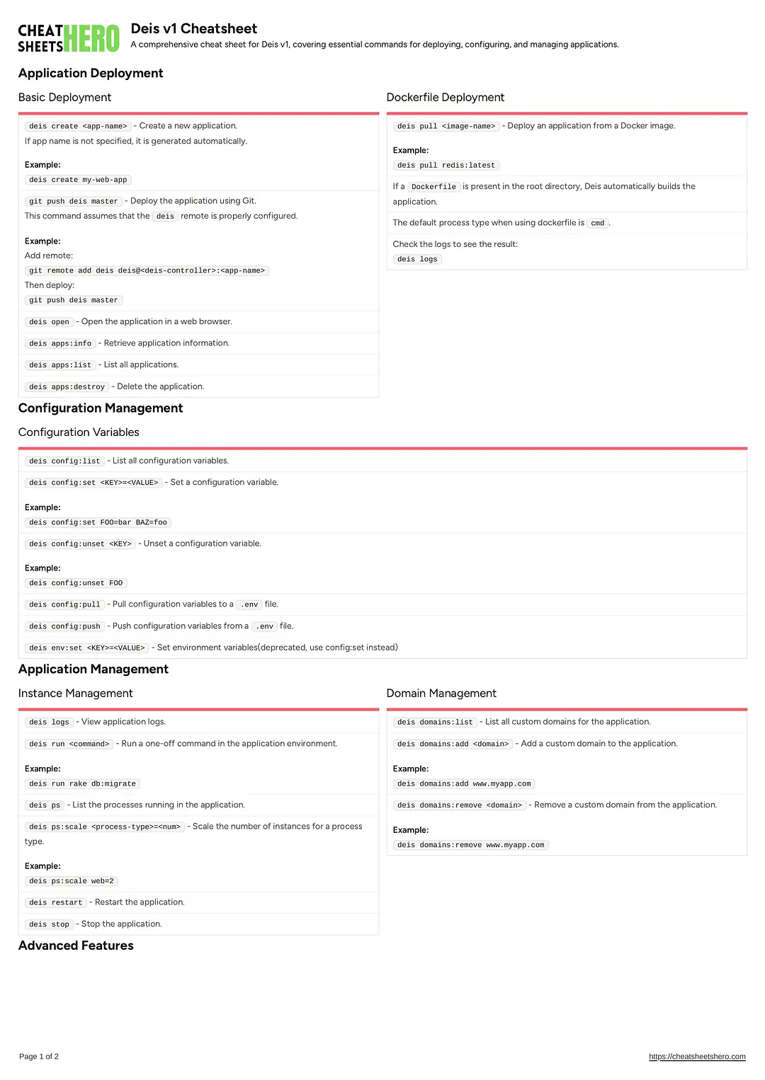 Deis v1 Cheatsheet