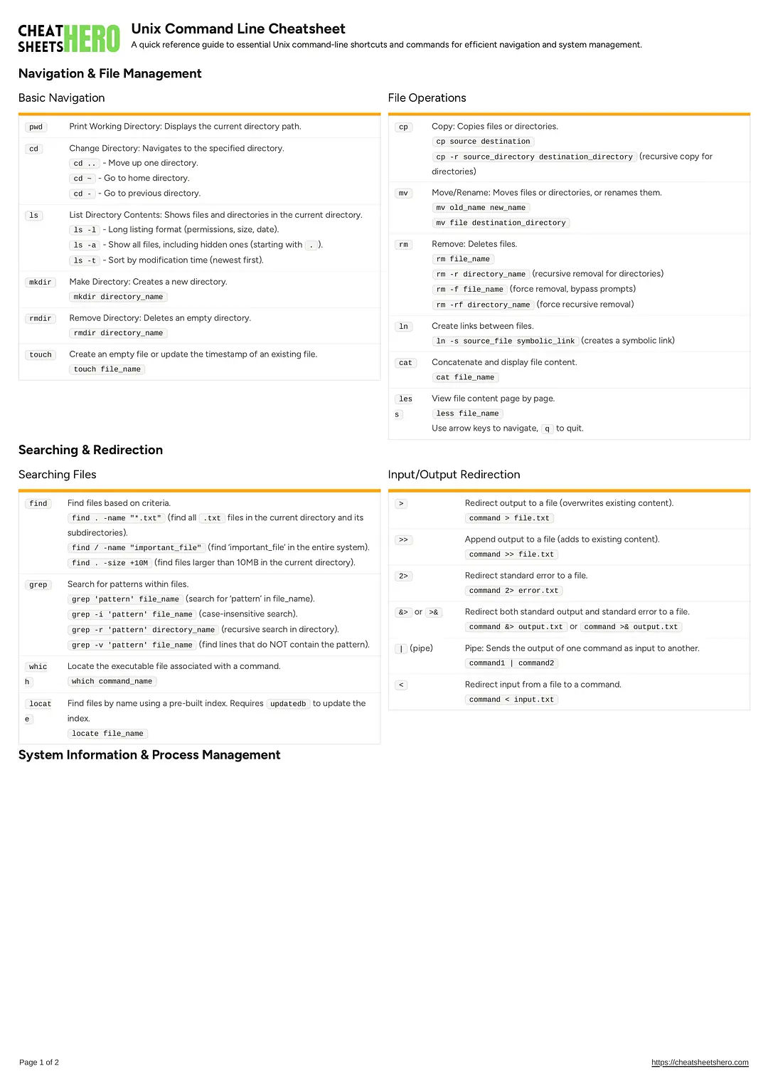 Unix Command Line Cheatsheet