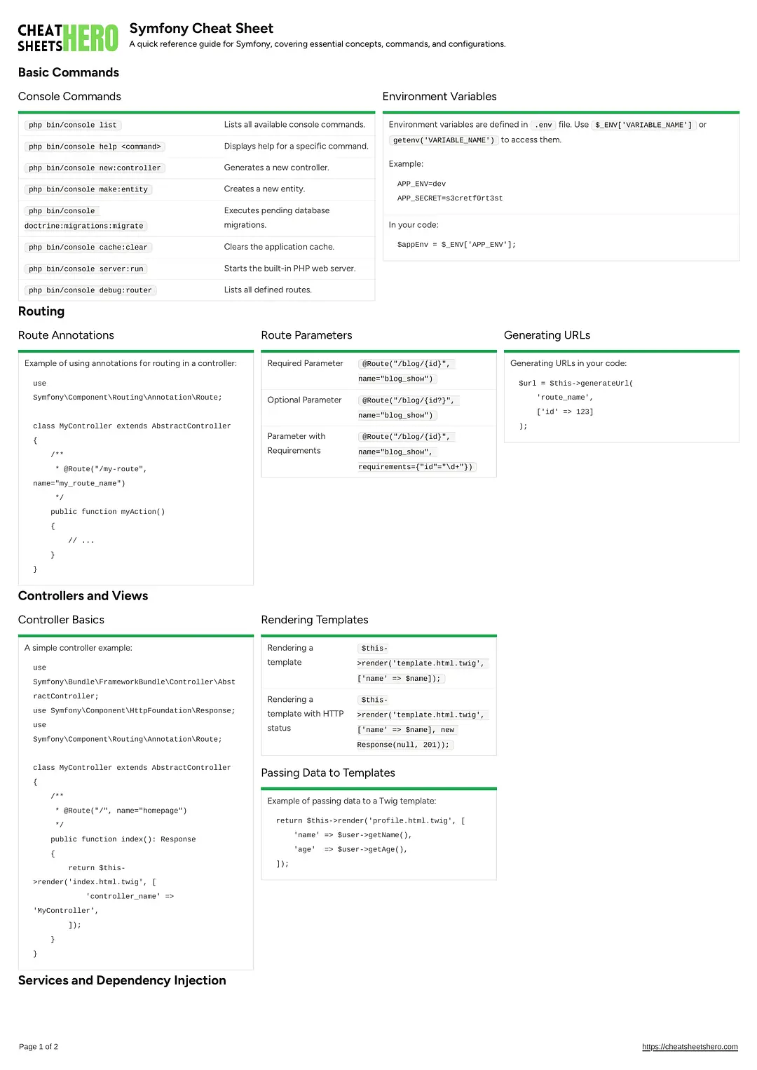 Symfony Cheat Sheet