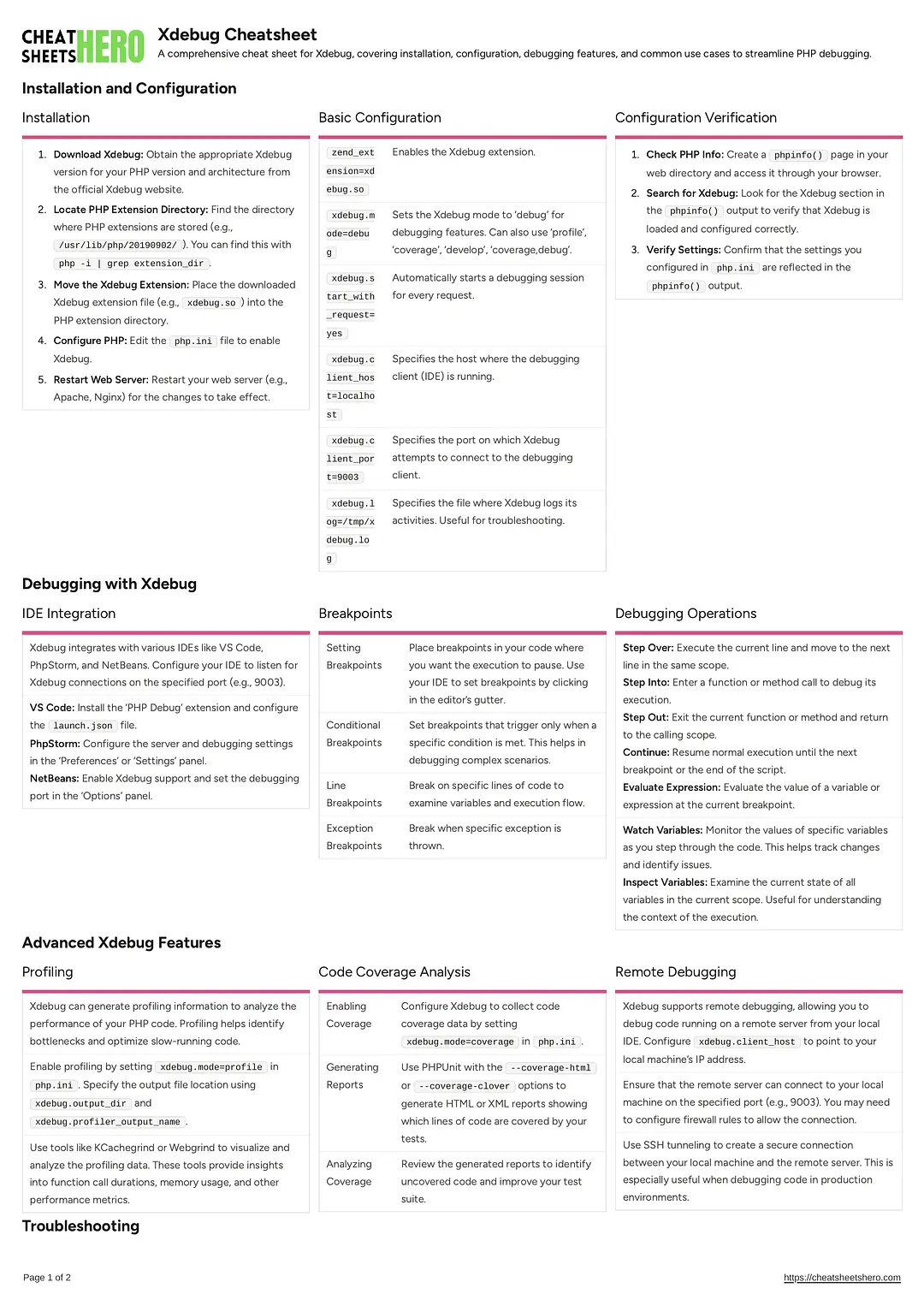 Xdebug Cheatsheet