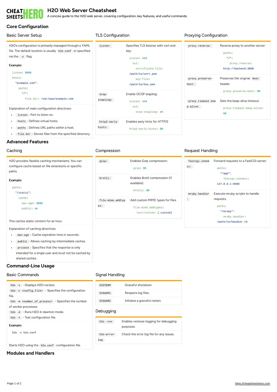 H2O Web Server Cheatsheet