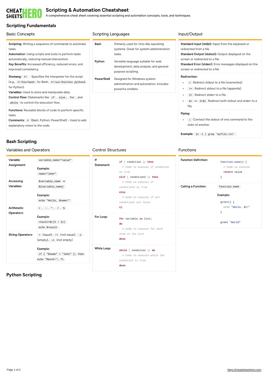 Scripting & Automation Cheatsheet