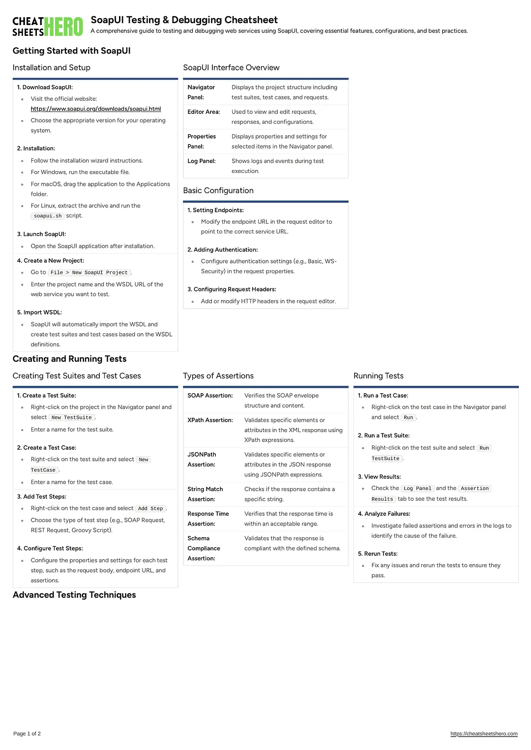 SoapUI Testing & Debugging Cheatsheet