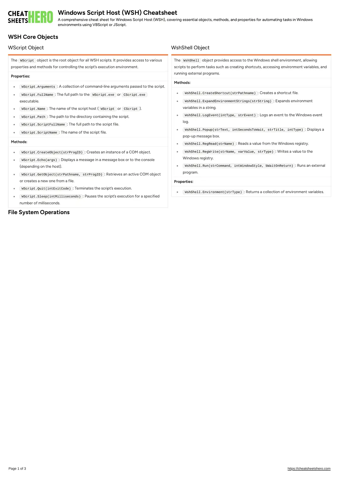 Windows Script Host (WSH) Cheatsheet