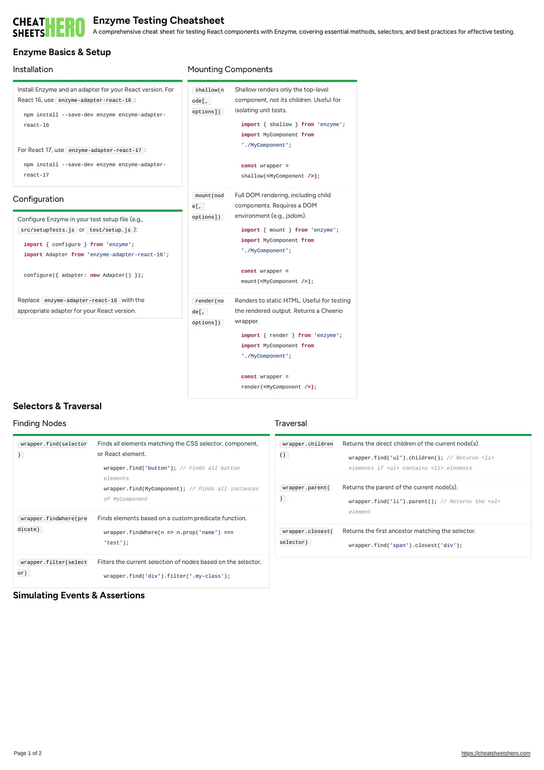 Enzyme Testing Cheatsheet