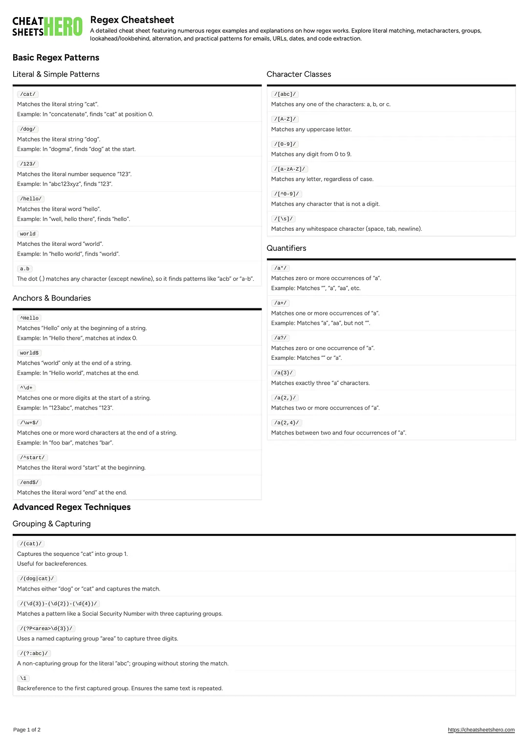 Regex Cheatsheet