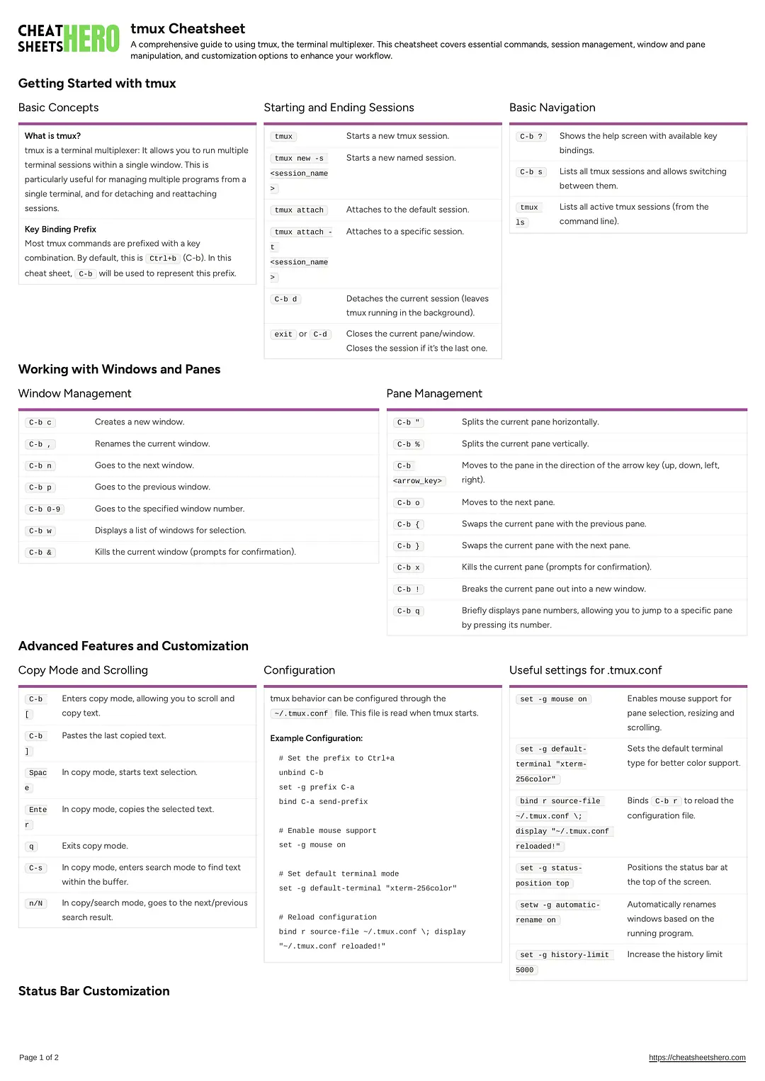 tmux Cheatsheet