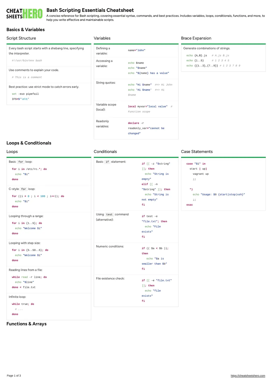 Bash Scripting Essentials Cheatsheet