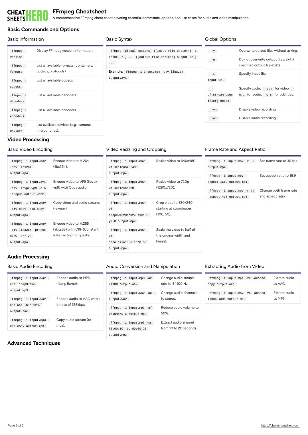 FFmpeg Cheatsheet