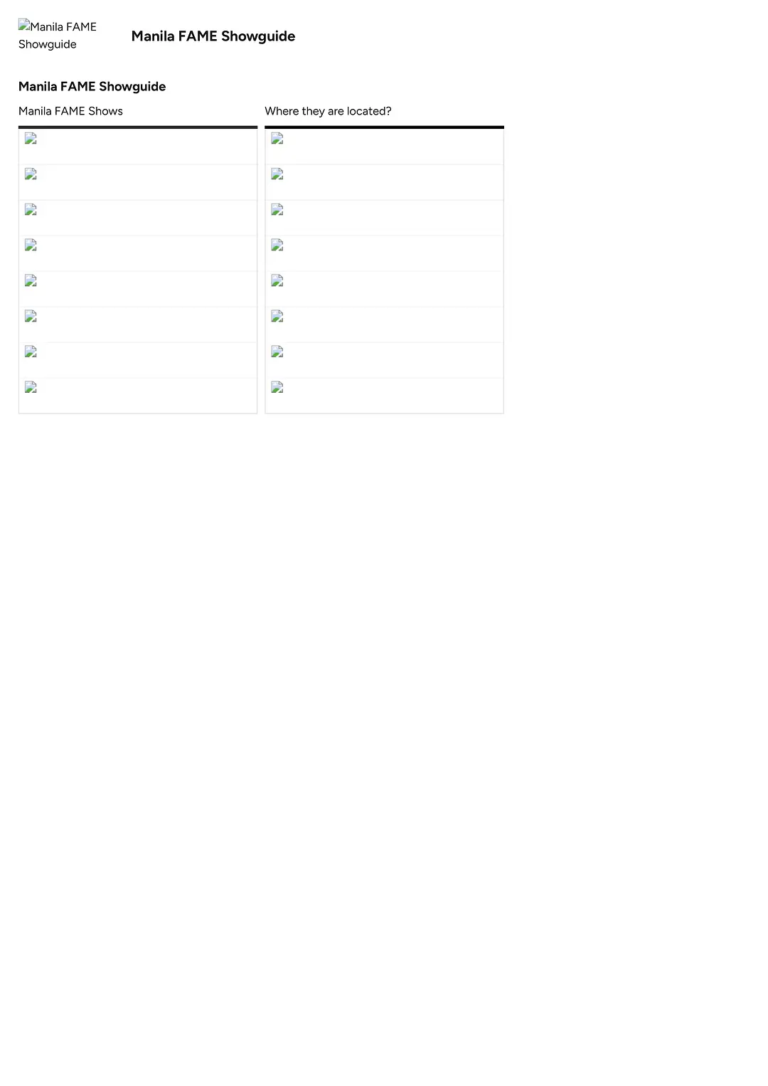 Manila FAME Showguide